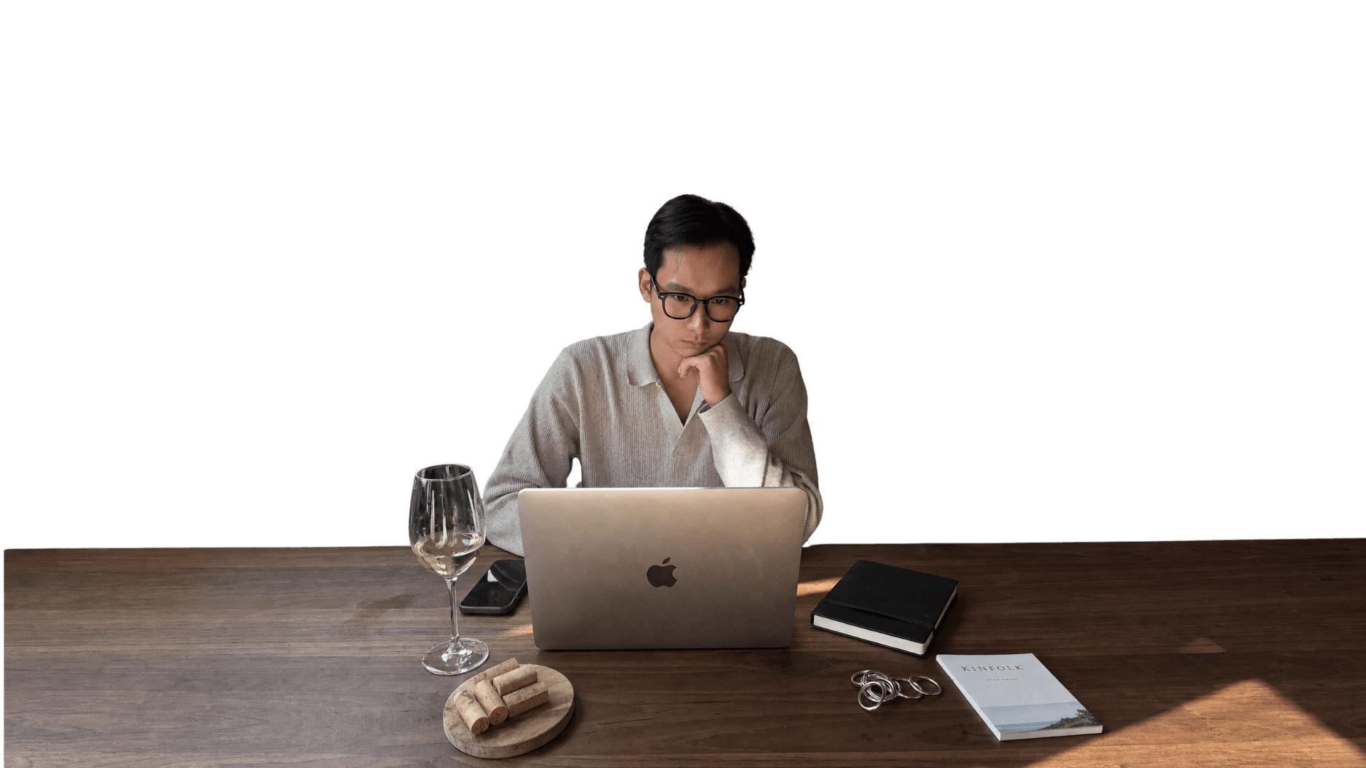 AI consultant working on a MacBook