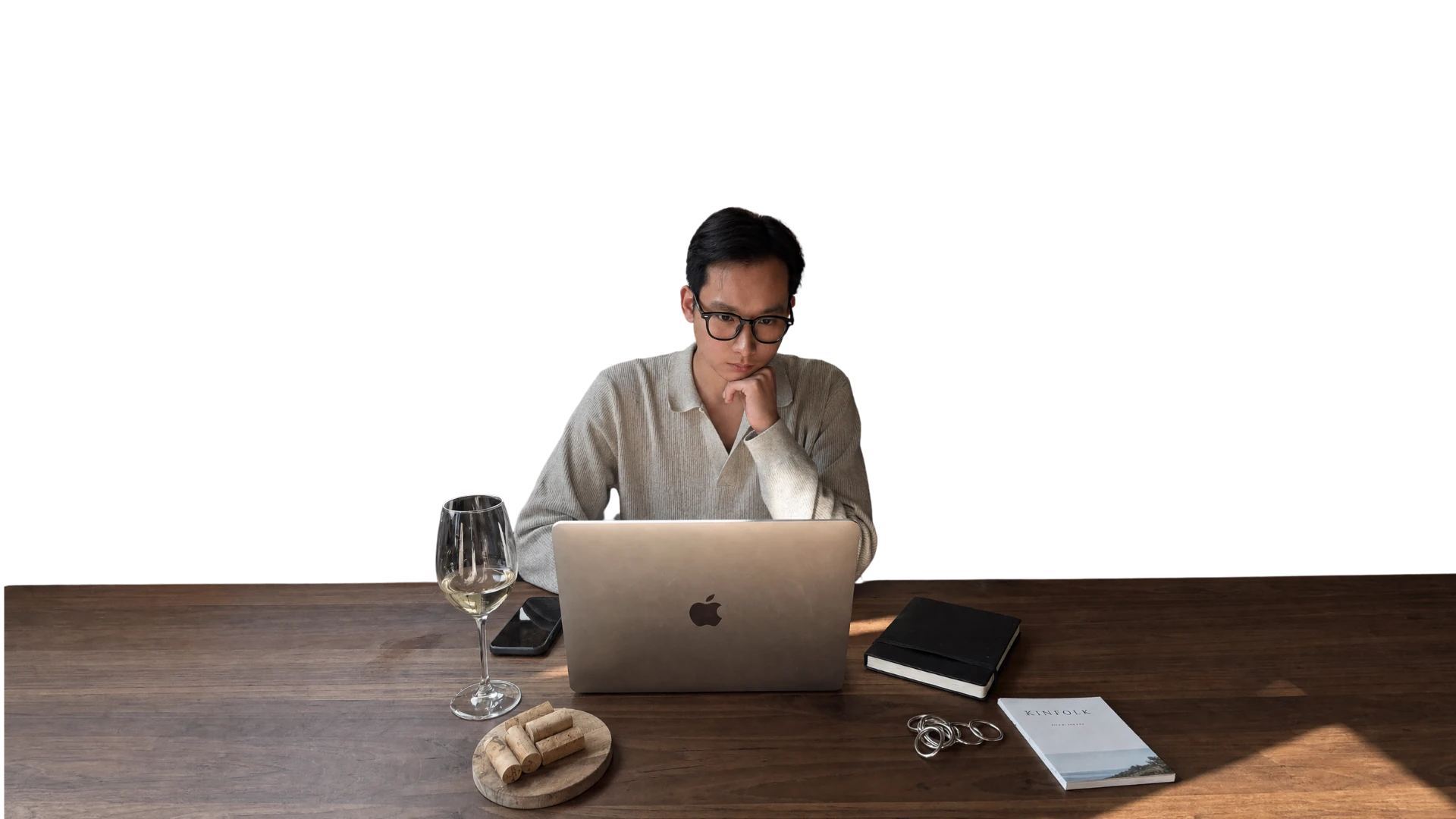 AI consultant working on a MacBook